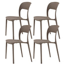 Set 4 Sedie Impilabili 85x45x56 cm in Polipropilene e Fibra di Vetro Kate Tortora