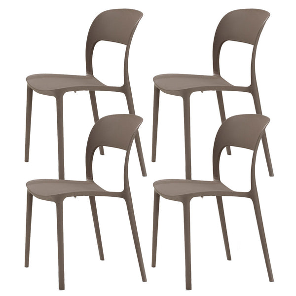 Set 4 Sedie Impilabili 85x45x56 cm in Polipropilene e Fibra di Vetro Kate Tortora sconto