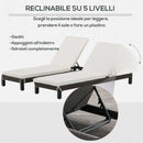 Set 2 Lettini Prendisole in Acciaio Marrone con Cuscino Crema 