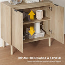 Madia Mobile Soggiorno Multiuso  78x40x77,5 cm Pannello a Doghe in Legno Rovere  