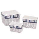Set 3 Scatole in vimini giuseppe bianco rettangolare 