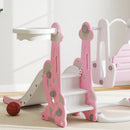 Scivolo per Bambini 4 in 1 con Altalena Scaletta da Arrampicata e Cestino da Basket in PP e PE Rosa      