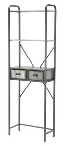 Mobiletto da Bagno Illinois 60,5x29x184,5 cm in Ferro Argento
