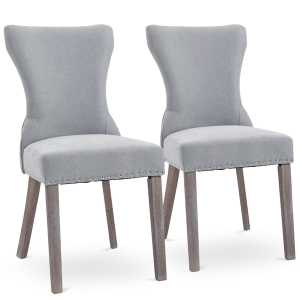 acquista Set 2 Sedie Imbottite 45x66x92,5 cm in Tessuto Grigie