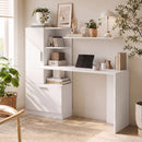 Scrivania per Computer 150x55x122 cm con Libreria e Armadietto in Truciolato Bianco      