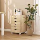 Cassettiera da Ufficio 40x35x63 cm a 6 Cassetti con 4 Ruote e Blocco in Melamina Rovere      