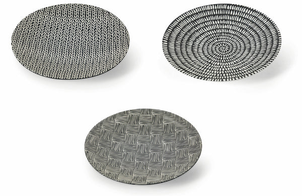 Set 6 Piatti Piani in Porcellana, Decoro Tribale A Rilievo Ø28,5 cm Villa d'Este Home Tivoli Timbuktu online