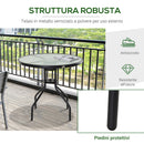 Tavolino da Giardino in Acciaio con Piano in Vetro Temperato Ø80x72 cm 