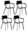 Set 4 Sedie 61x51,5xH82 cm in Legno e Metallo Woody capotavola Nero