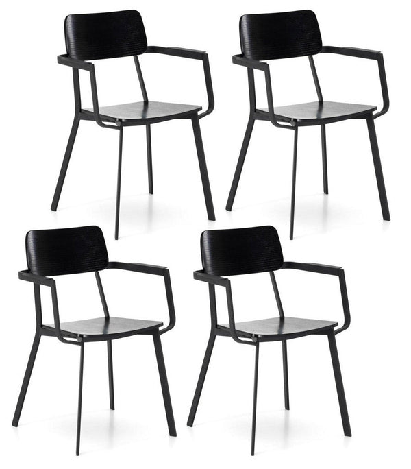 Set 4 Sedie 61x51,5xH82 cm in Legno e Metallo Woody capotavola Nero prezzo
