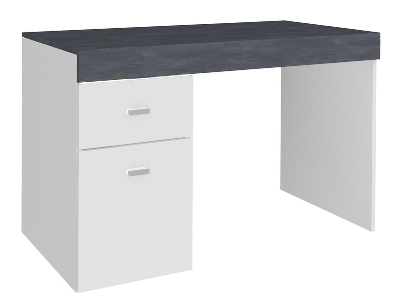 Scrivania 1 Anta 1 Cassetto 100x60x75 cm Sliding Bianco Lucido e Ardesia