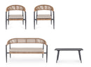 Set 4 Pezzi Salotto da Giardino con Divano 2 Poltrone e Tavolino in Alluminio e Fibra Sintetica Jandia Antracite e Naturale