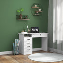 Scrivania Moderna 5 Cassetti con Serratura e 2 Chiavi 110x50x76 cm in Truciolato Bianco