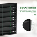 Bacheca Vetrina a Muro con 6 Ripiani Regolabili 80x9.5x83 cm in Legno Nero      