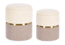Set 2 Pouf Contenitore Radinka in Tessuto Bianco Rosa