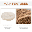 Cuccia per Gatti Rialzata con Cuscino 50x42x60 cm in Giacinto d'Acqua e Ferro Marrone