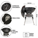 Barbecue a Carbone Carbonella 50x44,5x69 cm con Coperchio e Ruote Struttura in Acciaio Nero      