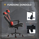 Sedia da Gaming Ergonomica in Similpelle Altezza Regolabile con Cuscino Nera e Rossa 