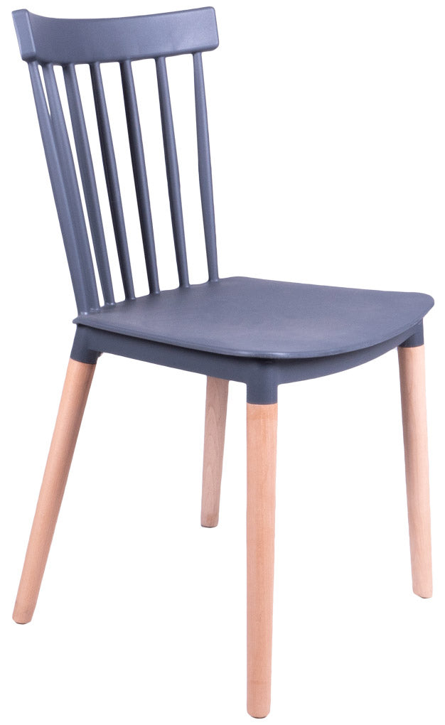 Sedia da Giardino in Polipropilene e Faggio Vandi Grigio Scuro