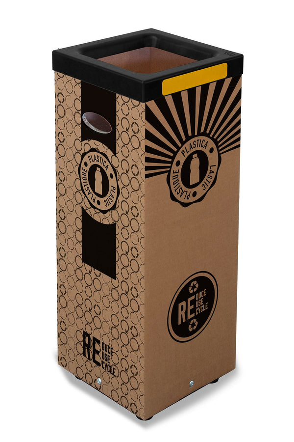 Pattumiera Per Raccolta Rifiuti 28x28xh70 cm in Cartone Con Stampa Grafica Plastica Beige prezzo