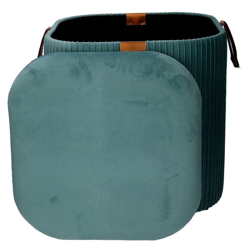 Set  3 Pouf Contenitore in Tessuto Velluto Verde Salvia