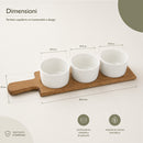 Vassoio Aperitivo da Portataa 36,5x10 cm in Legno Ciotole Ciotoline in Ceramica Bianco      