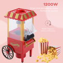Macchina per Pop Corn 1200W Stile Retro 22x19x39 cm con Vaschetta in Alluminio Rosso