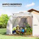 Serra a Tunnel 396x300x200 cm con 2 Aste Rimovibili Porte e Finestre a Rete in Acciaio Zincato e PE Bianco      