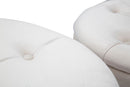 Puff Contenitore Lines New Coppia Crema Ø71x41-55x33 cm in Legno Spugna e Poliestere Crema