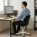 Sedia da Ufficio Poltrona da Studio Girevole Ergonomica con Ruote in PP e Schiuma Nero      