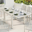 Tavolo Estensibile da Giardino 180x90x75 cm Piano in Vetro Temperato in Alluminio Bianco Crema      