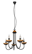 Lampadario Sospeso da Interno Attacco E14 in Metallo Nero Opaco