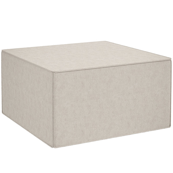 Pouf Poggiapiedi 75x75x41 cm Rivestimento Rimovibile Tessuto Effetto Lino Beige sconto