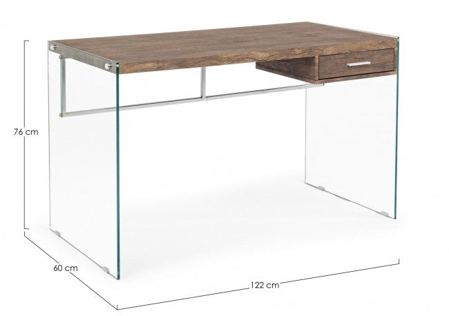 Scrivania 1 Cassetto Suami Rovere Brown 122x60 in Legno