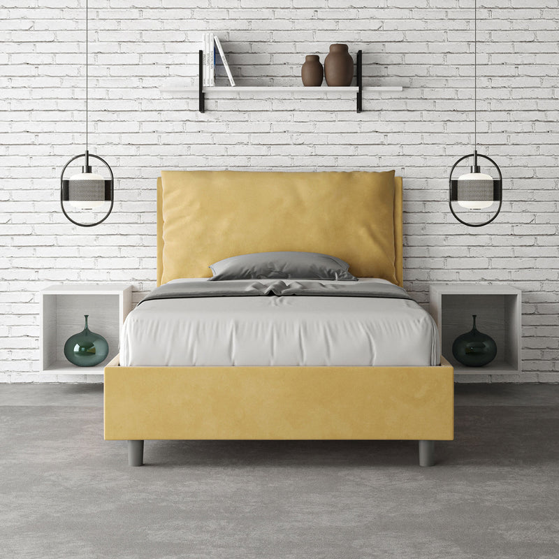 Letto 1 Piazza E Mezzo Imbottito in Microfibra Antea Large Ocra Varie Misure