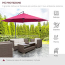 Ombrellone Decentrato da Giardino in Metallo Ø3x2.6m Bordeaux 