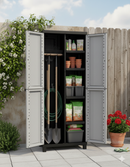 Armadio Portascope Modulare da Esterno 68x39x170 cm 2 Ante 4 Ripiani in Polipropilene Twist Grigio e Nero