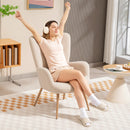 Poltrona per Salotto Moderna 71x74x97,5 cm con Schienale Alto in Tessuto Sherpa Beige  