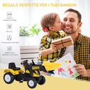 Trattore a Pedali per Bambini con Escavatore Nero e Giallo