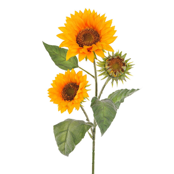 acquista Set 2 Girasoli Artificiali con 3 Fiori Altezza 85 cm Giallo
