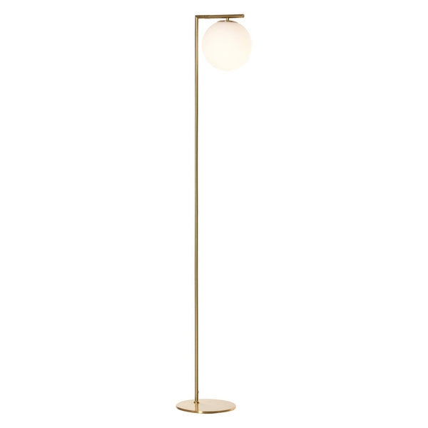 Lampada da Terra con Paralume 30x26x160 cm E27 in Metallo e Vetro Oro e Bianco sconto
