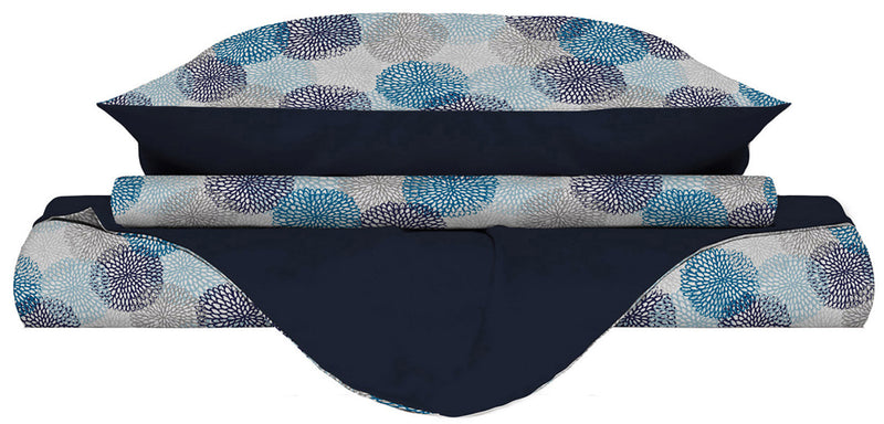 Copripiumino Double Face con Federe Stampato Soffioni Blu