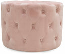 Pouf Poggiapiedi Sgabello Tondo Ø60 cm in Velluto Soriani Rosa Cipria