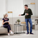 Set 2 Tavolini da Salotto Impilabili con Telaio in Metallo Grigio e Bianco      