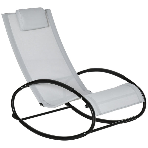 online Sedia Sdraio Zero Gravity a Dondolo 105x62x88 cm in in Acciaio e Tessuto Grigio