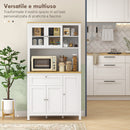 Credenza Dispensa Cucina Armadietti con Mensole Regolabili 100x40x180 cm Bianco  