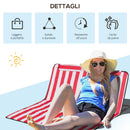 Set 2 Lettini Spiaggia Pieghevoli con Schienale Regolabile a 5 Livelli Rosso    