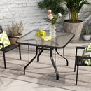 Tavolo da Giardino a 4 Posti 96,5x96,5x70 cm con Piano in Vetro e Foro per Ombrellone Ø54 mm Nero   