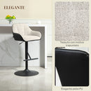 Set 2 Sgabelli Girevoli Imbottiti ad Altezza Regolabile con Schienale 52,5x53x86,5-108 cm Nero e Grigio Chiaro   