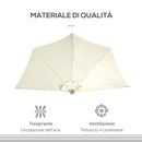 Ombrellone Semicircolare 265x135x240 cm con 20 Luci LED e Pannello Solare Beige   